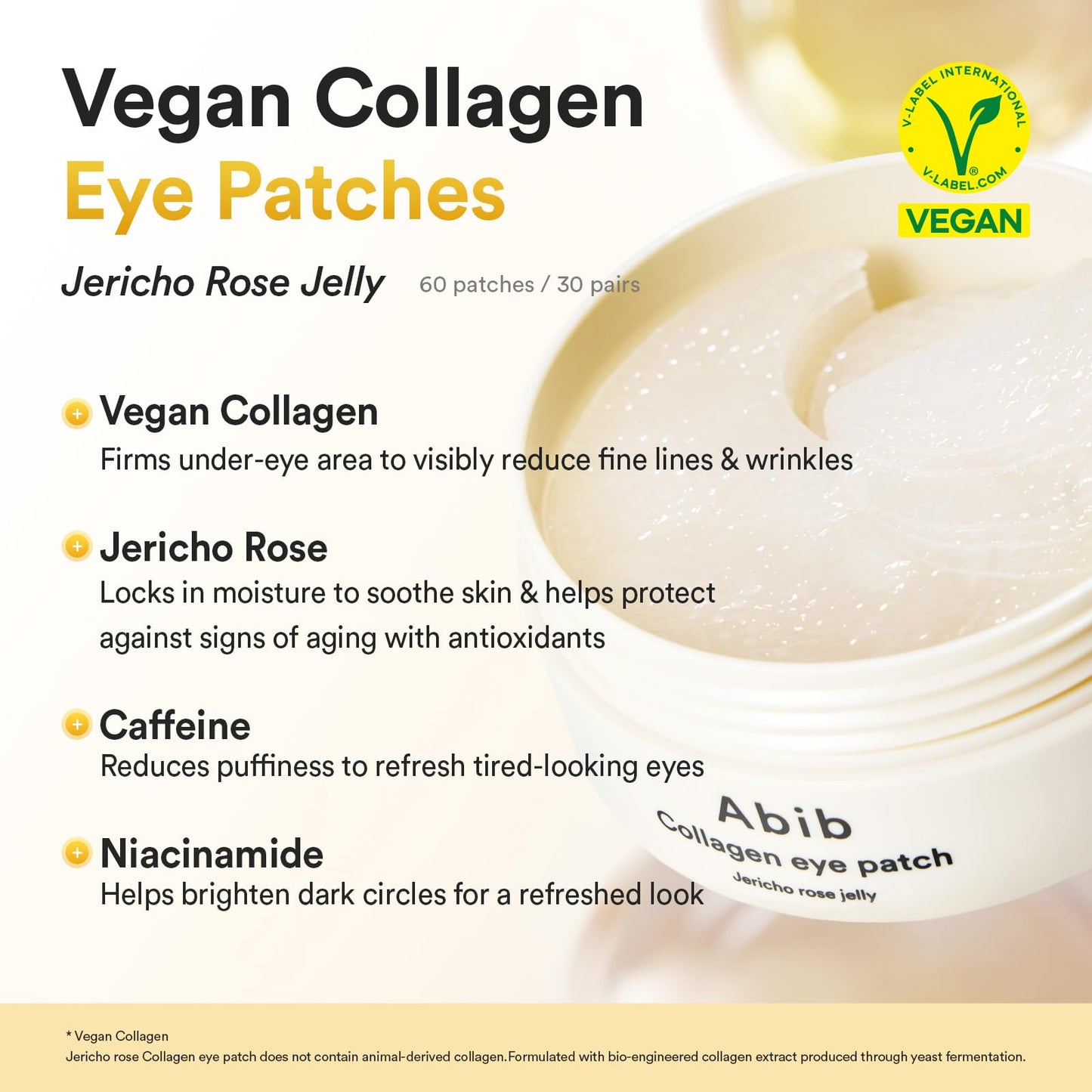 Abib PDRN & Vegan Collagen Eye Patch (60ea) Duo: Eye Patches for Wrinkles & Fine Line with Jericho Rose Jelly, 60 Count, Korean Skin Care Gifts for Women, Mothers, Teen