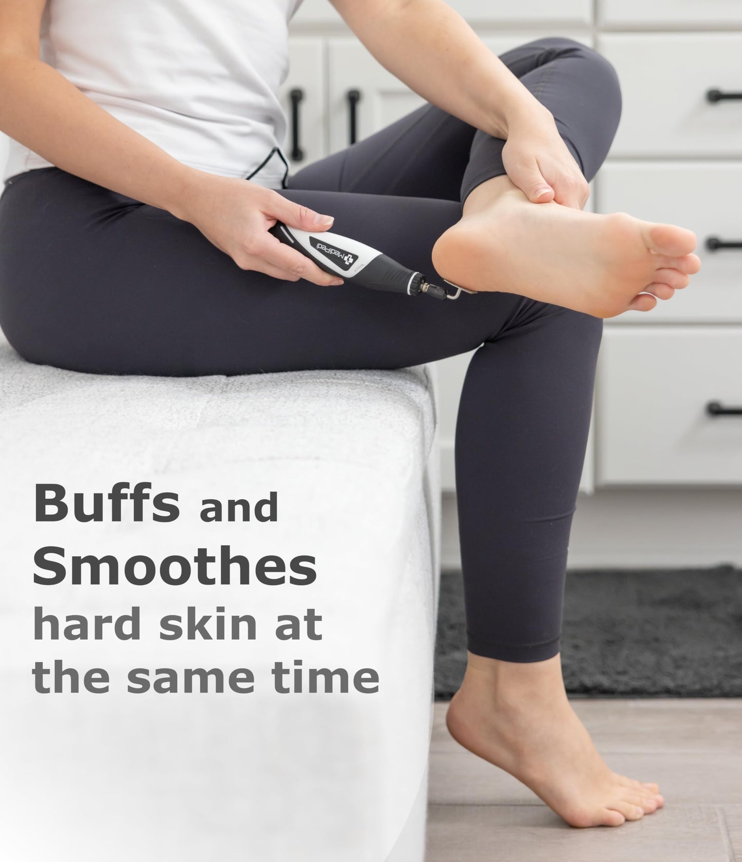 Stainless Steel Electric Pedicure File with Reusable Coarse and Fine Heads, Metal Foot File Callus Remover for Feet. Effortlessly Removes Calluses, Dead Skin for Smooth Healthy Feet