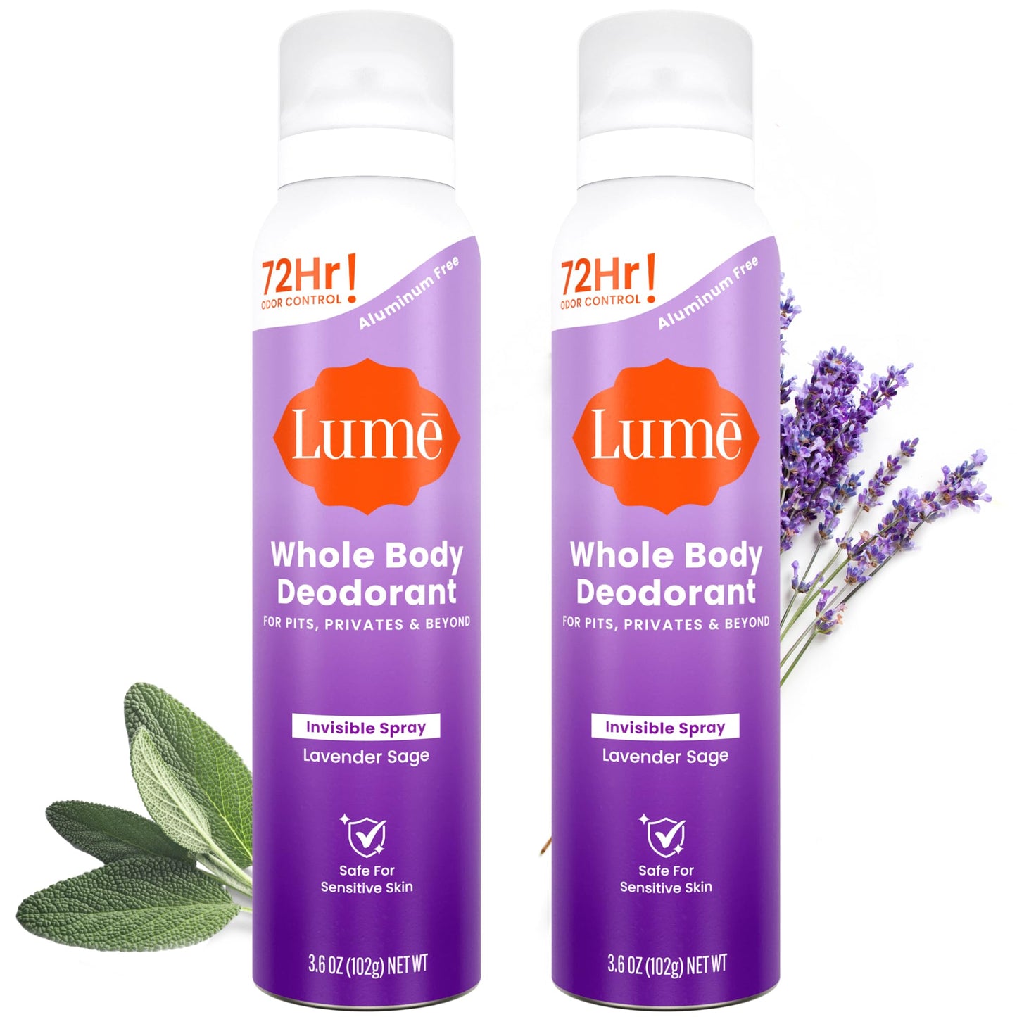 Lume Whole Body Deodorant Spray Aluminum Free - 3.6 oz (Lavender Sage)