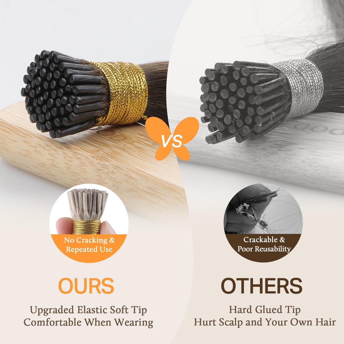 DOORES I Tip Hair Extensions Real Human Hair, Balayage Dark Brown to Chestnut Brown 18 Inch 50g/50s,I Tips Invisible I Tips Extensions Cold Fusion