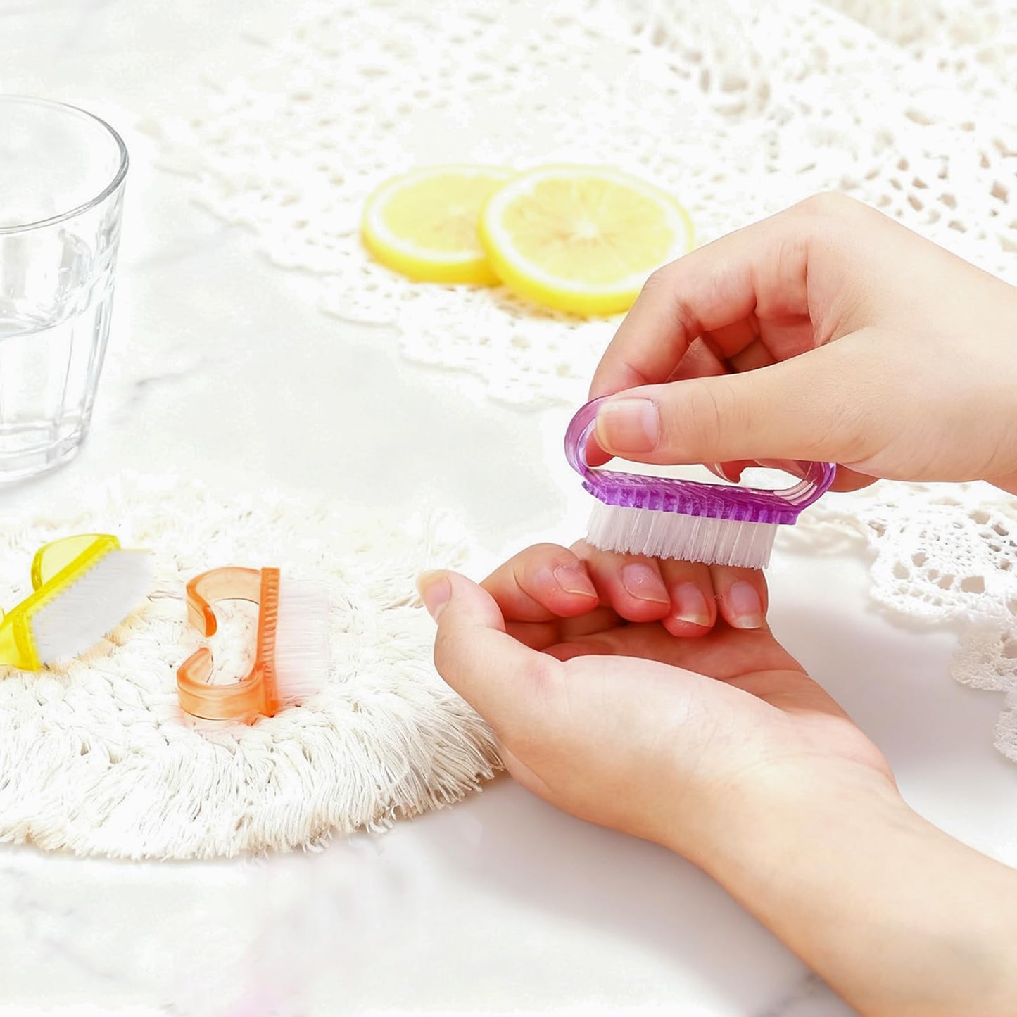 420 Pcs Handle Grip Nail Brush Bulk 5 Colors Nail Scrub Brush Pedicure Scrubbing Tool for Men and Women for Cleaner Nails and Toes