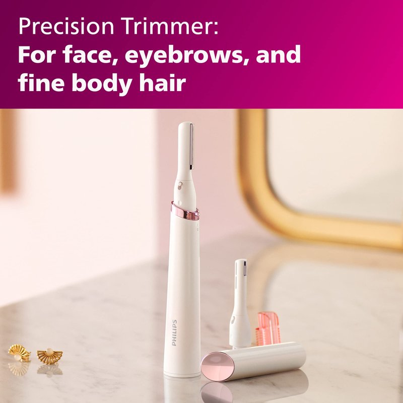 Philips Beauty Women's Bikini Trimmer and Precision Trimmer Special Edition Bundle, BRT387/90,Pink and White