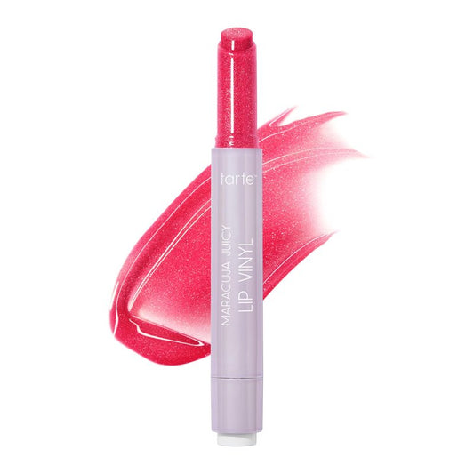 tarte maracuja juicy lip vinyl gloss – Hydrating & Volumizing Lipgloss Balm with Hyaluronic Acid, Vitamin E to Plump & Moisturize, Vegan & Cruelty-Free, full size, shimmering bright pink