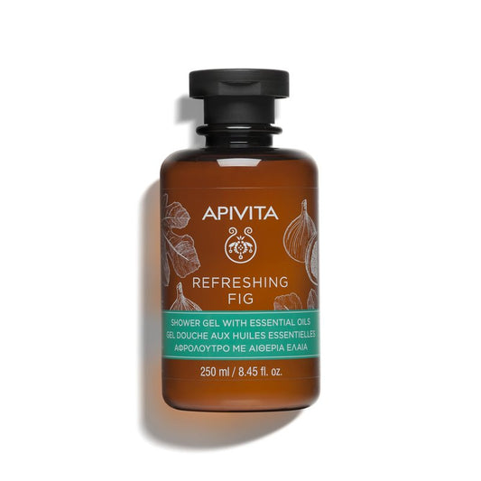 Apivita Refreshing Fig Shower Gel with Essential Oils, Cleanses Gently and Refreshes, Offers Antioxidant Protection