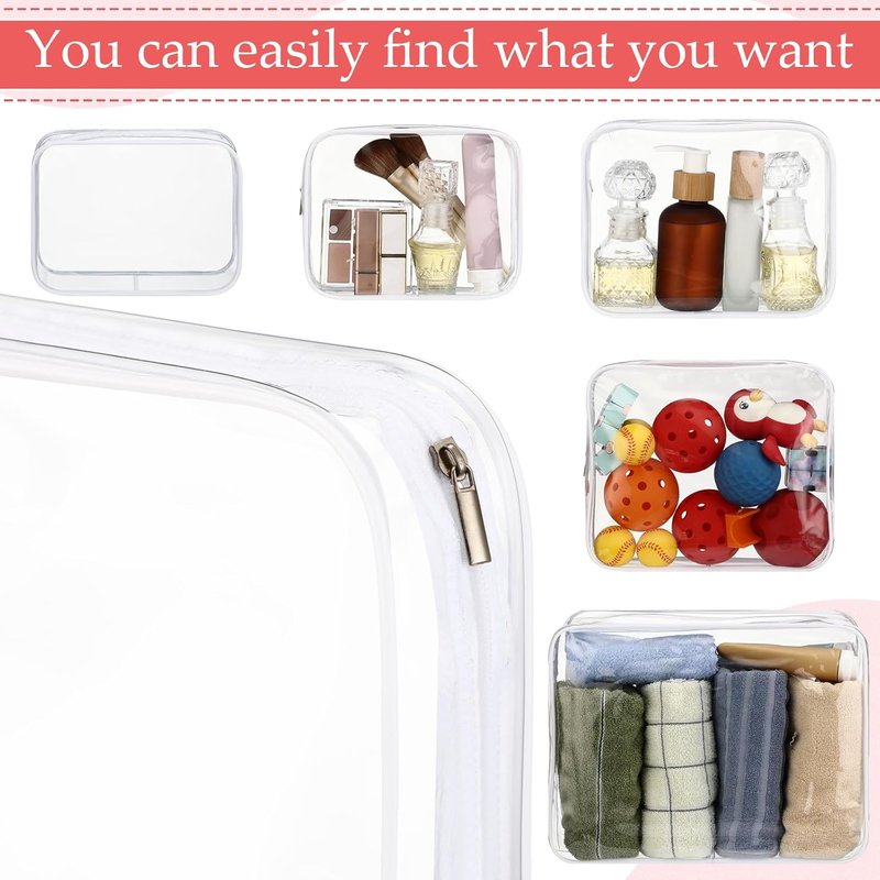 Clear Toiletry Bags - 24 Pcs Large PVC Travel Makeup Organizer | Waterproof Cosmetic Bags in 3 Sizes