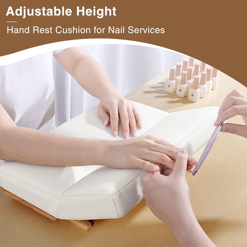 Manicure Arm Rest for Nails Tech, Ultra-Soft Comfy Adjustable Sofa Nail Armrest, AZ GOGO Upgrated Easy-Clean Hand Stand Rest for Manicurists - More Durable, Stain-Resistant (White)
