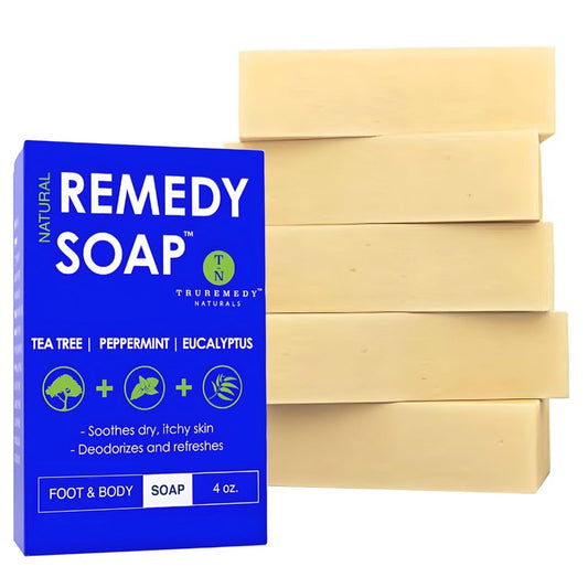 Truremedy Naturals Soap Bar for Men, Women - Tea Tree Oil Bar includes Peppermint, Eucalyptus - Remedy for Foot, Body, All Skin Types - Pack of 5