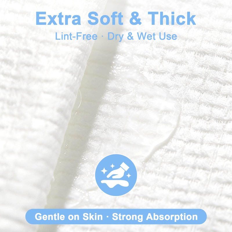 200 Count Disposable Face Towels – Value Pack Extra Thick Biodegradable Facial Cleansing Towels – Lint Free Dry Wipes – Soft Makeup Remover Cloth for Sensitive Skin