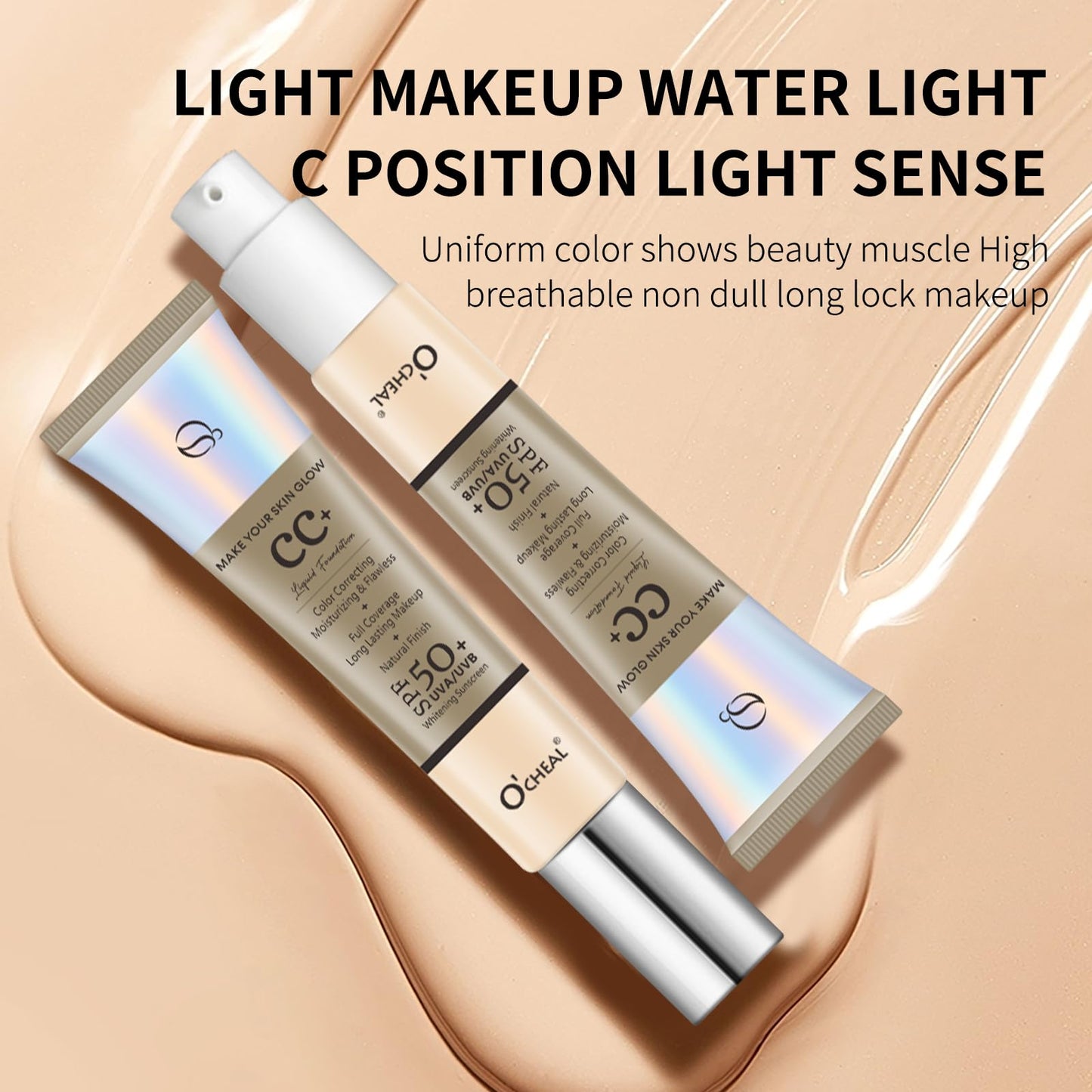 O'CHEAL Full Coverage CC Cream Foundation for Women with SPF 50+ (Nature)
