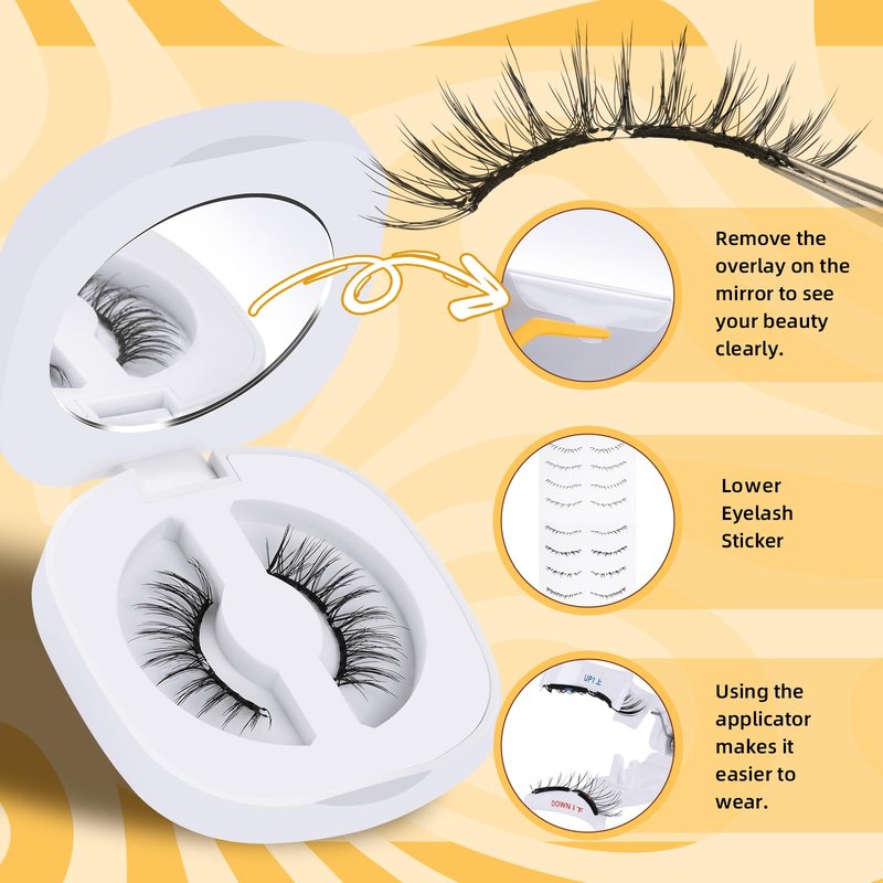 QUEWEL Magnetic Eyelashes, Reusable No Glue Needed Magnetic Eyelashes Kit with Applicator Lash Clusters Kit without Eyeliner So Soft and Easy to Wear and Remove (G-RC01)
