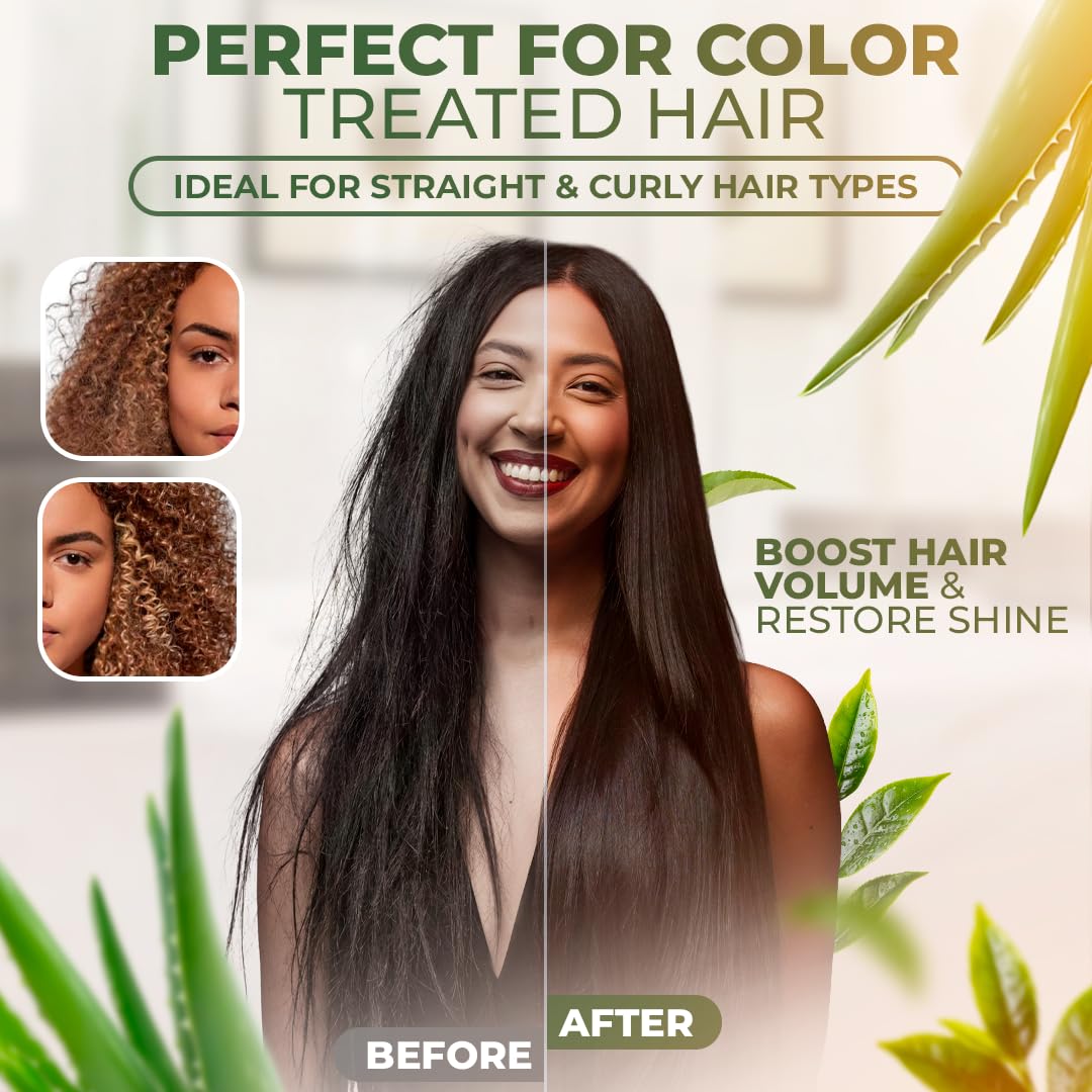 Bellahair Organic Sulfate-Free Tea Tree Shampoo for Curly, Thinning, Color-Treated & Dry Hair – Hair Growth, Frizz Control, Hydration & Volume – Natural Moisturizing Shampoo for Men & Women