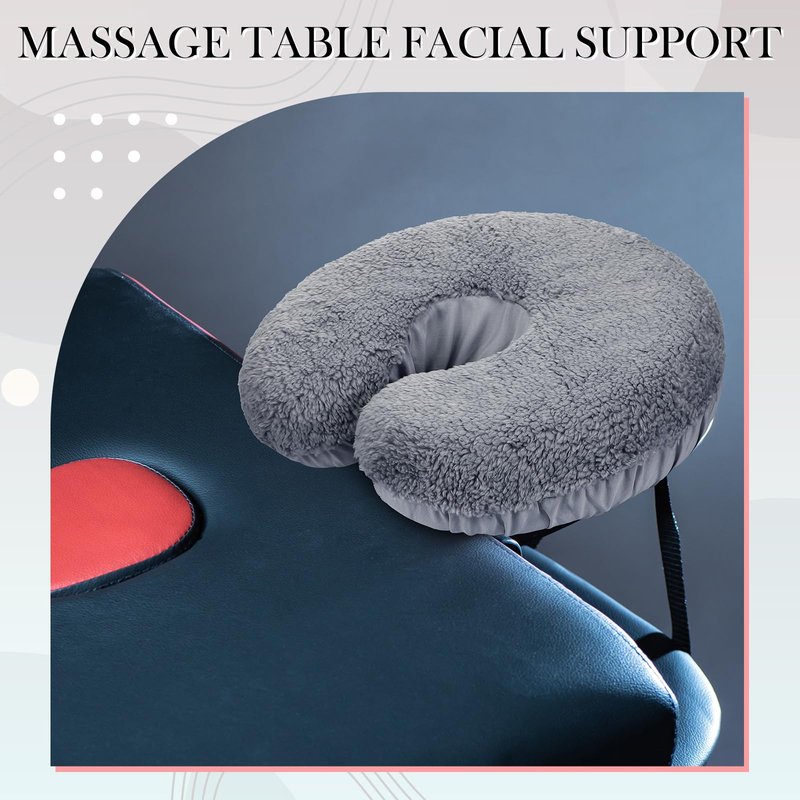 Mixweer 2 Pcs Massage Face Cradle Cover Fleece Massage Table Headrest Cover 14.6'' x 13'' Beauty Bed Headrest Pillow Pad, Exclude Pillow Insert(Gray)