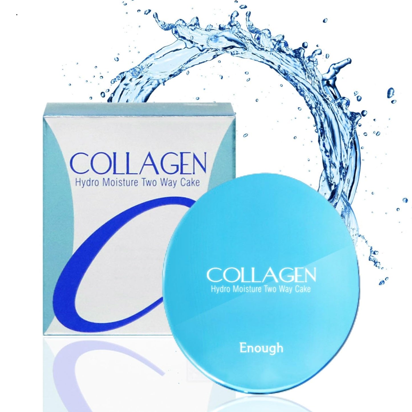 ENOUGH Collagen Hydro Moisture Two Way Cake, Korean Makeup Setting Powder Foundation with Refill, Full Coverage Pressed Powder for Face with SPF25 (21 Transparent Beige)