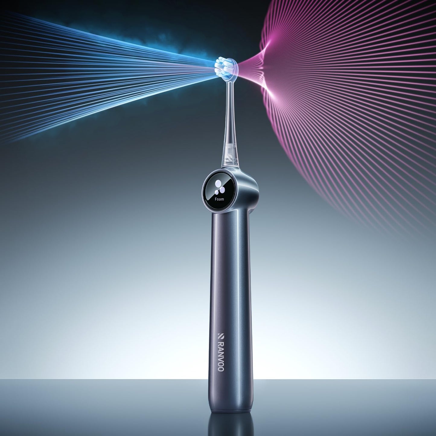 RANVOO AirJet X5 [Dentist Recommended | Max Tartar Removal] Electric Toothbrush, 100% Plaque Removal, Whitening & Gum Care, 60-Day Battery Life, Rechargeable with 3 Pro Brush Heads, Space Gray