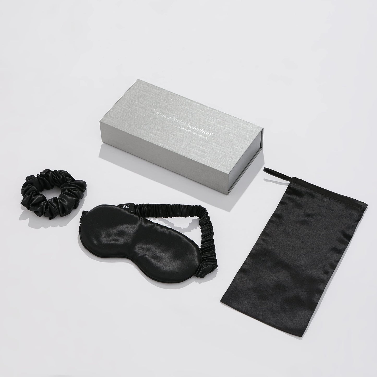 Silk Hair Scrunchies for Hairs Ties for Hair with 22mm 6A Grade Silk Sleep Mask Gift Pack Set - 100% Mulberry Silk Eye Mask with Silk Scrunchies Hair Ties Accessories