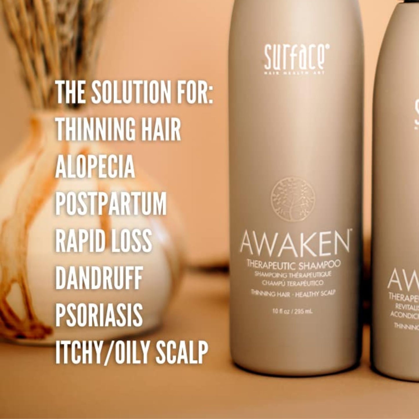 SURFACE Hair - Awaken Therapeutic Shampoo – Natural Ingredients for Thinning Hair and a Healthy Scalp - 2 fl oz