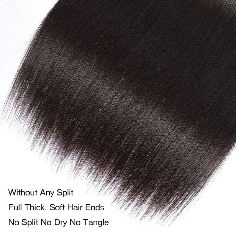 Straight Bundles Human Hair Bundles 14 14 16 16 Inch Human Hair Bundles 10A Grade 100% Unprocessed Virgin Straight Brazilian Hair Bundles 4 Bundles Human Hair Extensions for Black Women Natural Color