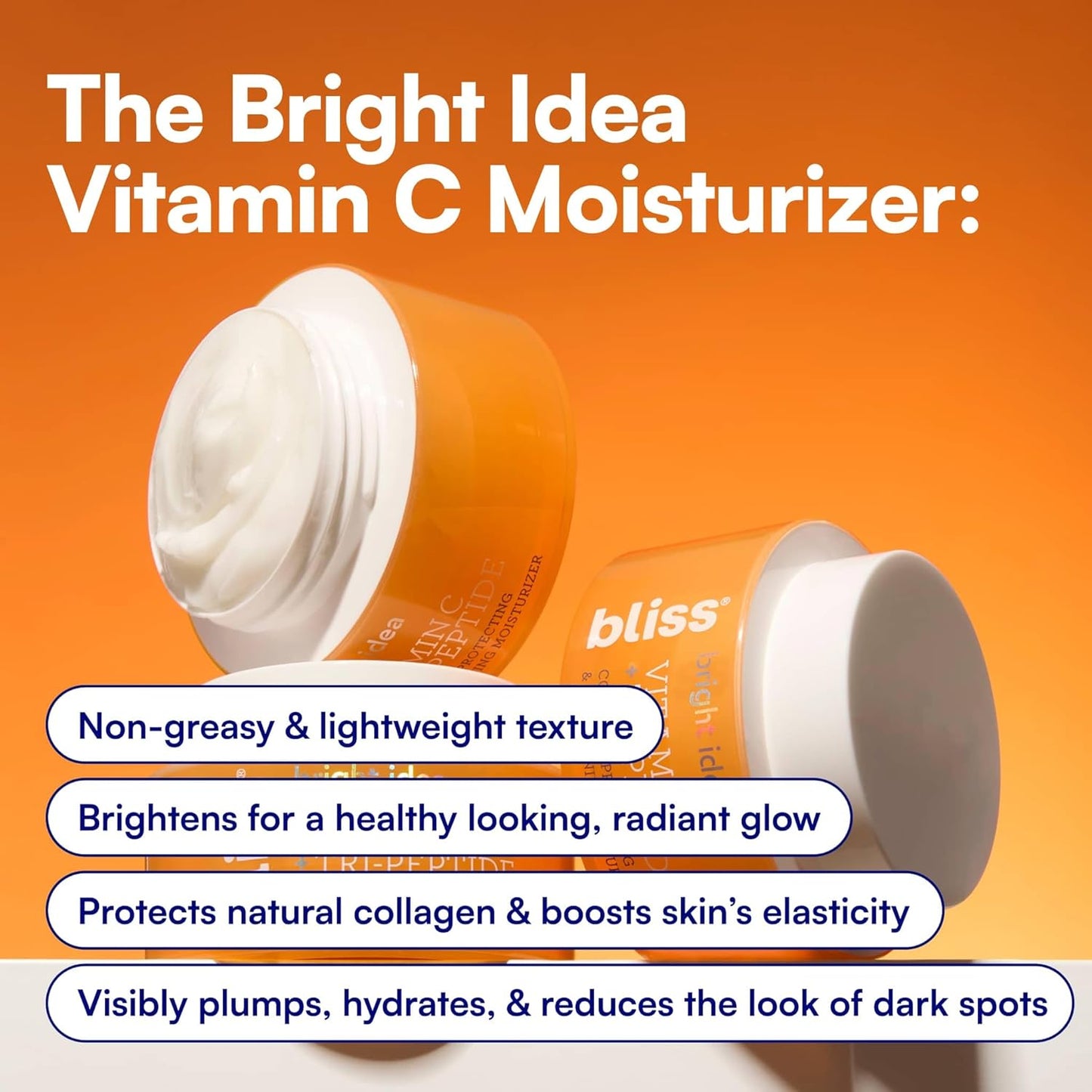 Vitamin C Tri-Peptide Brightening Moisturizer - Hydrating Anti-Aging Face Cream | Clean Vegan & Cruelty-Free 1.7 fl oz