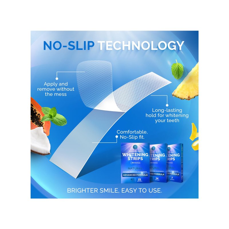 Whitening Strips for Sensitive Teeth 21 Treatments, Mint – Enamel Safe, Peroxide-Free Coconut Oil Teeth Whitening Strips with Natural Enzymes – Gentle White Stips for Sensitive Gums & Daily Oral Care