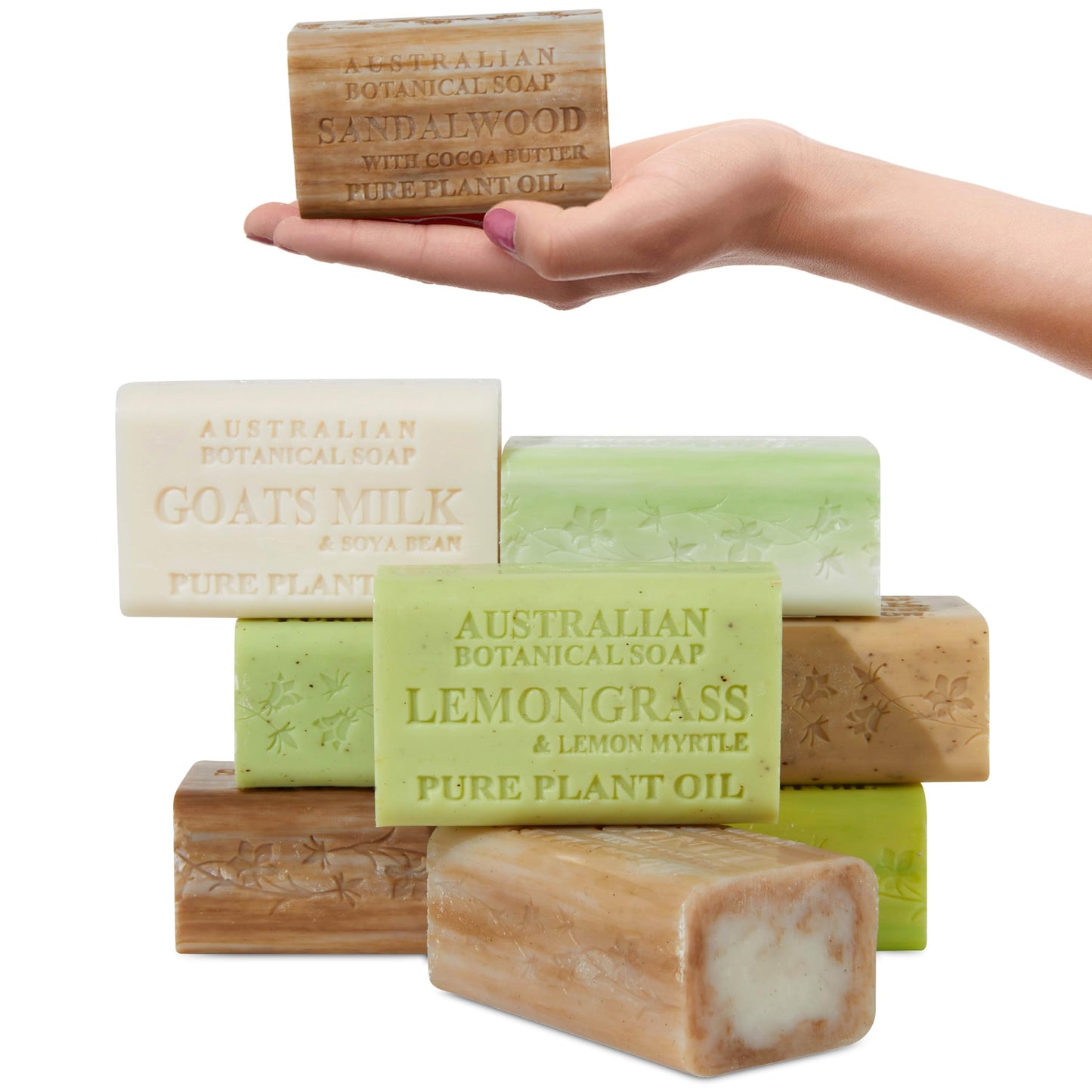 Australian Botanical Soap Variety Pack, 6.6 oz Bars – Goat Milk, Eucalyptus, Sandalwood, Coconut, Lemongrass, Aloe, Tea Tree, Oat Milk – Enriched with Organic Shea Butter, Pack of 8