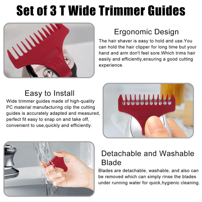 WELURE 3-Sets Trimmer Guides Replacement for W-a-h-l T Blade Guides T Wide #3792 – Fit for the 5 Star Detailer #2215 T Wide Blade