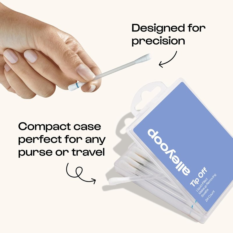 Cotton Makeup Removing Swabs - Liquid-Filled Tips for Easy Use | 24 Count, 3 Pack - Ideal for Eye, Lip, & Eyebrow Care