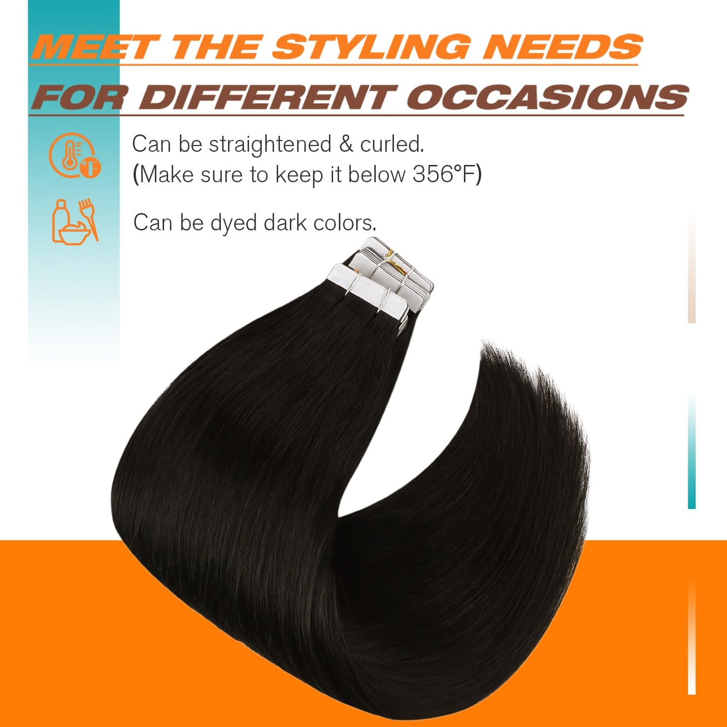 Sunny Hair Natural Black Tape in Hair Extensions Human Hair