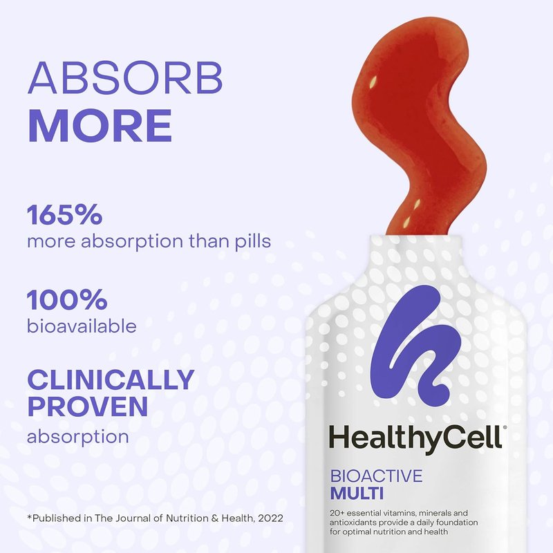 Bioactive Daily Liquid Multivitamin - 20+ Essential Vitamins & Antioxidants for Brain, Heart, Immune Support | 14 Gel Packs