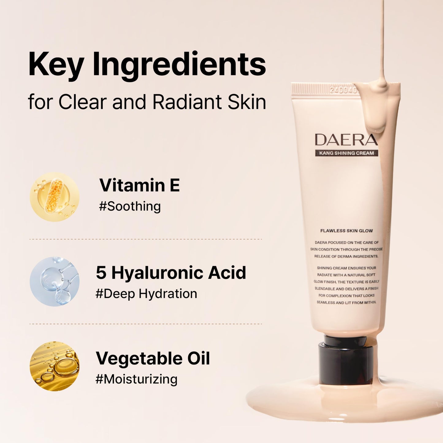 DAERA Full Coverage BB Cream Tinted Moisturizer Foundation, Flawless Glass Skin Makeup, Instant Radiance for Uneven Skin, Long Lasting Lightweight Hydrating, Self Adjusting Shade (Neutral), 1.35 fl oz