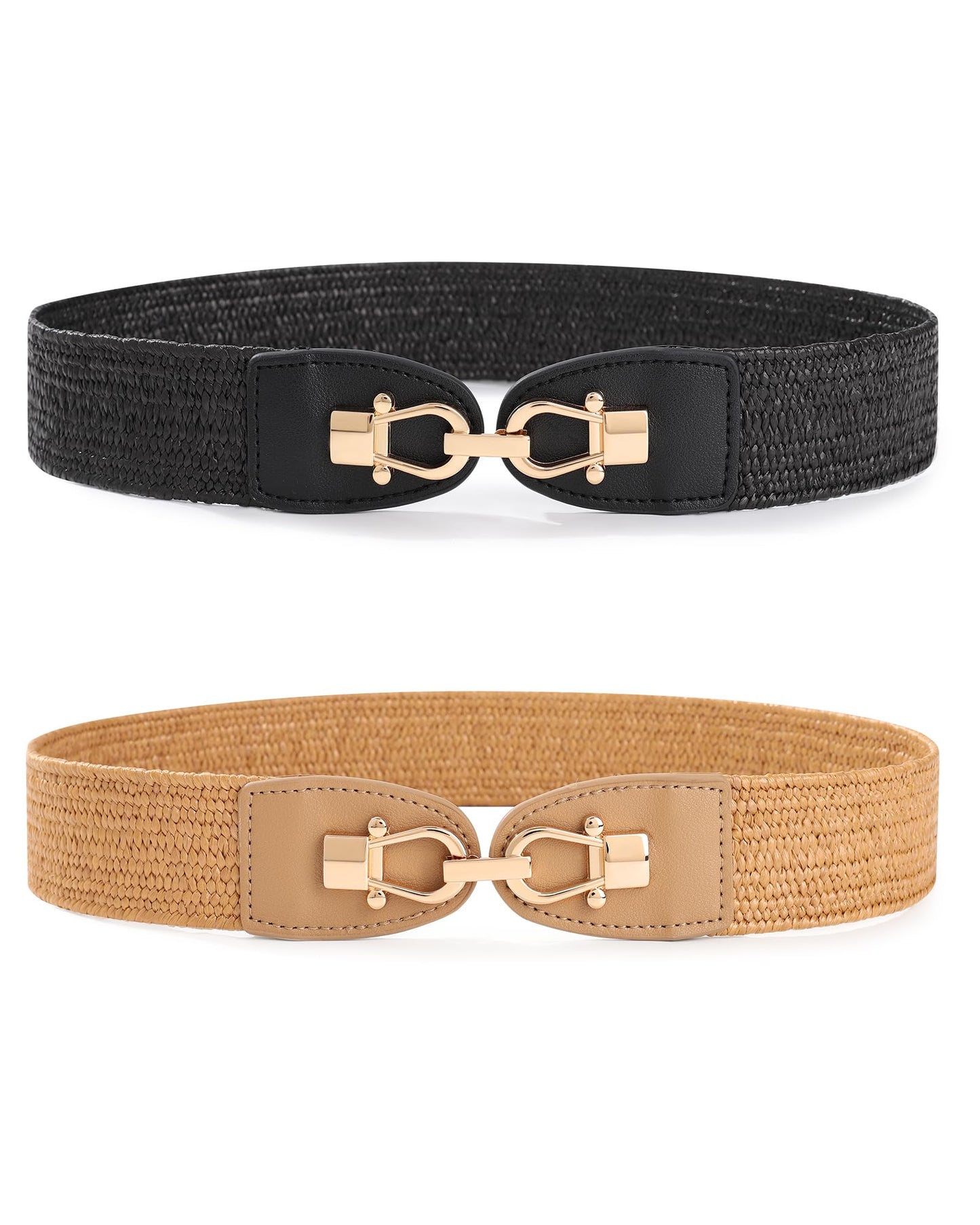 Women Belt Elastic Waist Straw Breathable Boho Braided Belt for Casual