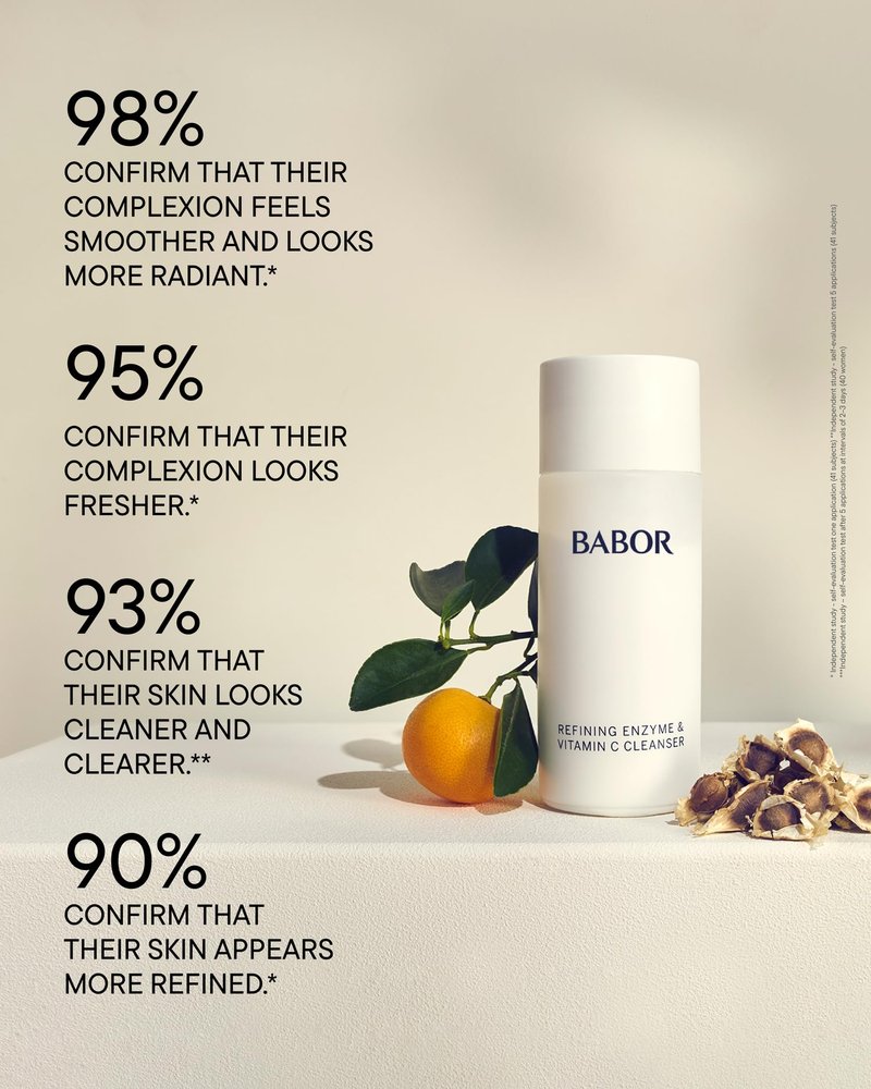BABOR Enzyme & Vitamin C Powder Cleanser – Water-Activated Face Wash for Brightening & Exfoliation | Gentle Daily Polish for the Look of Refined Pores & Radiant-Looking Skin | Travel-Friendly