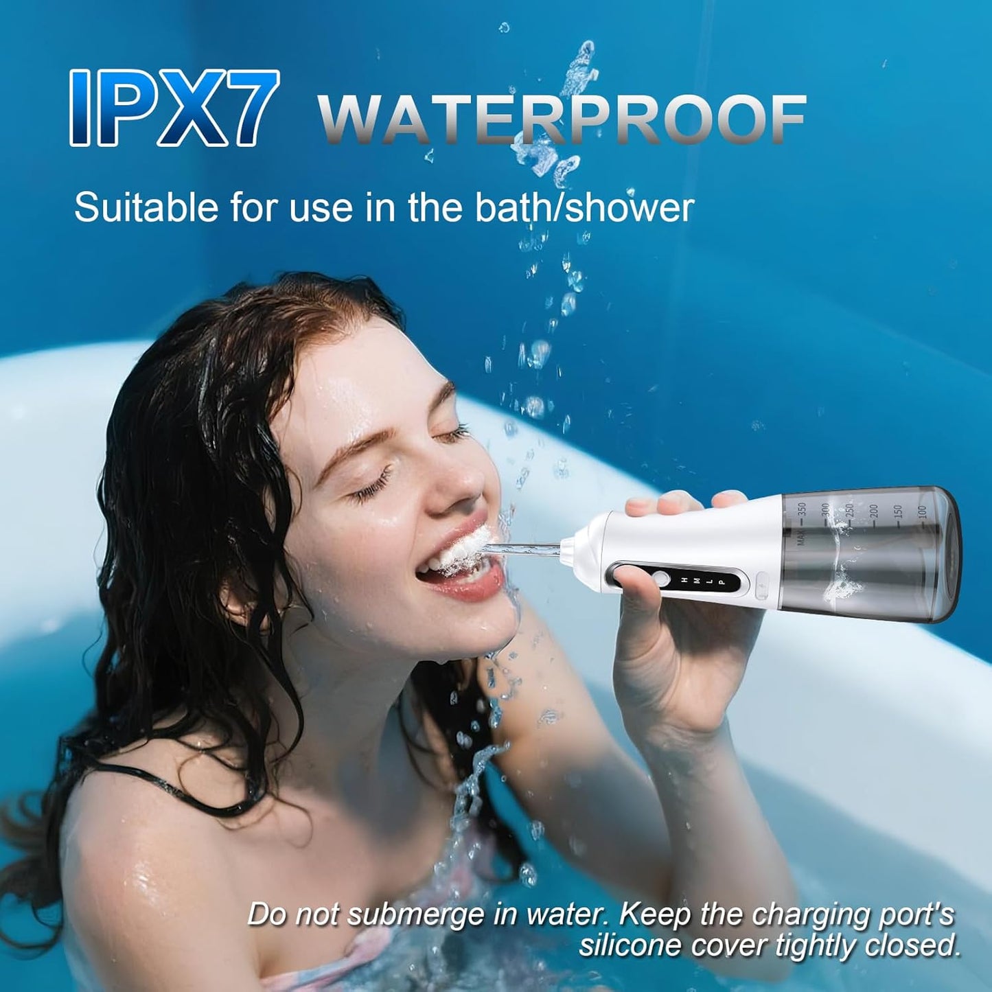 Water Flosser - Portable Cordless Oral Irrigator with 4 Modes & 4 Nozzles | 350ML, IPX7 Waterproof Design for Travel & Daily Gum Care