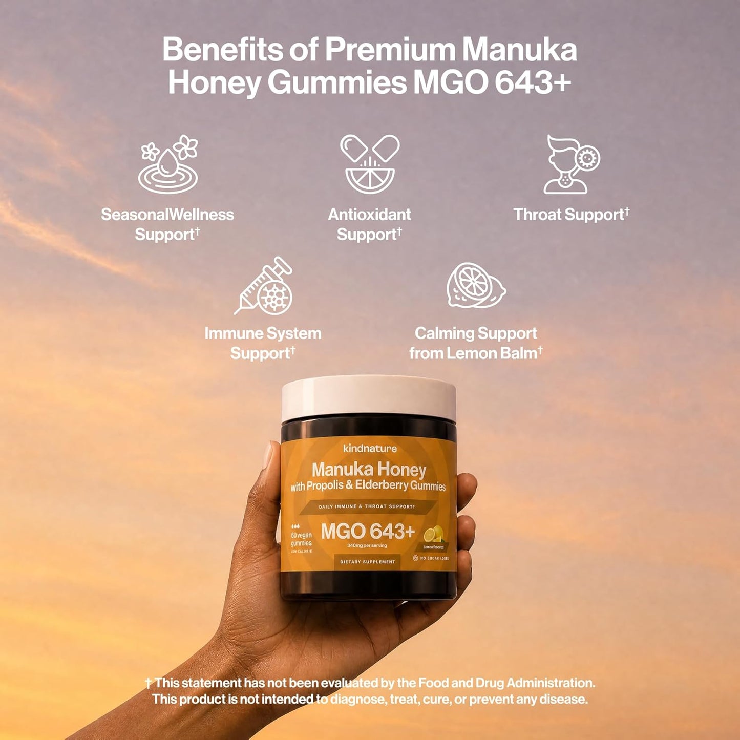 Manuka Honey Gummies - Medical Grade MGO 643+ with Zinc, Vitamin C & Elderberry | Immune Support for Kids & Adults