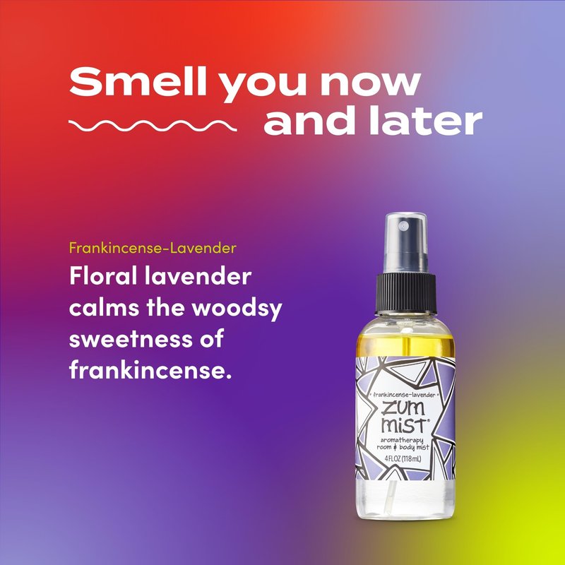 Indigo Wild Zum Mist Room & Body Spray - Aromatherapy Essential Oil Spray - Natural Body Mist & Room Spray - Frankincense-Lavender Scent - 4 fl oz (2 Pack)