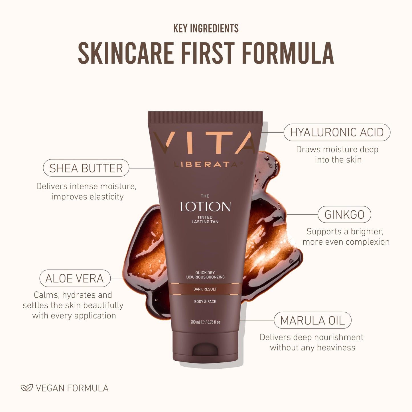 Vita Liberata Fabulous Gradual Tanning Lotion - Dark - Tinted, Natural Looking Tan Designed for Face & Body, Quick Drying Formula, Formulated with Hyaluronic Acid, 6.76 fl oz