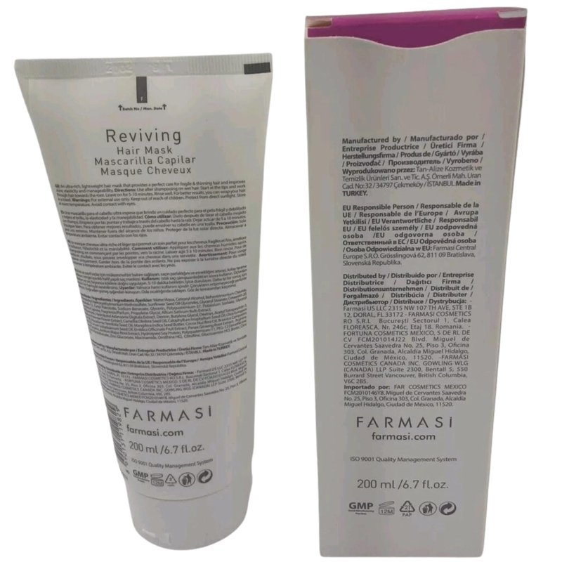 FARMASi Dr. C. Tuna Reviving Hair Mask, Lightweight Nourishing Formula with Garlic Extract, Capixyl & Trichogen, Softening & Shine-Enhancing Care for All Hair Types, 6.7 fl oz