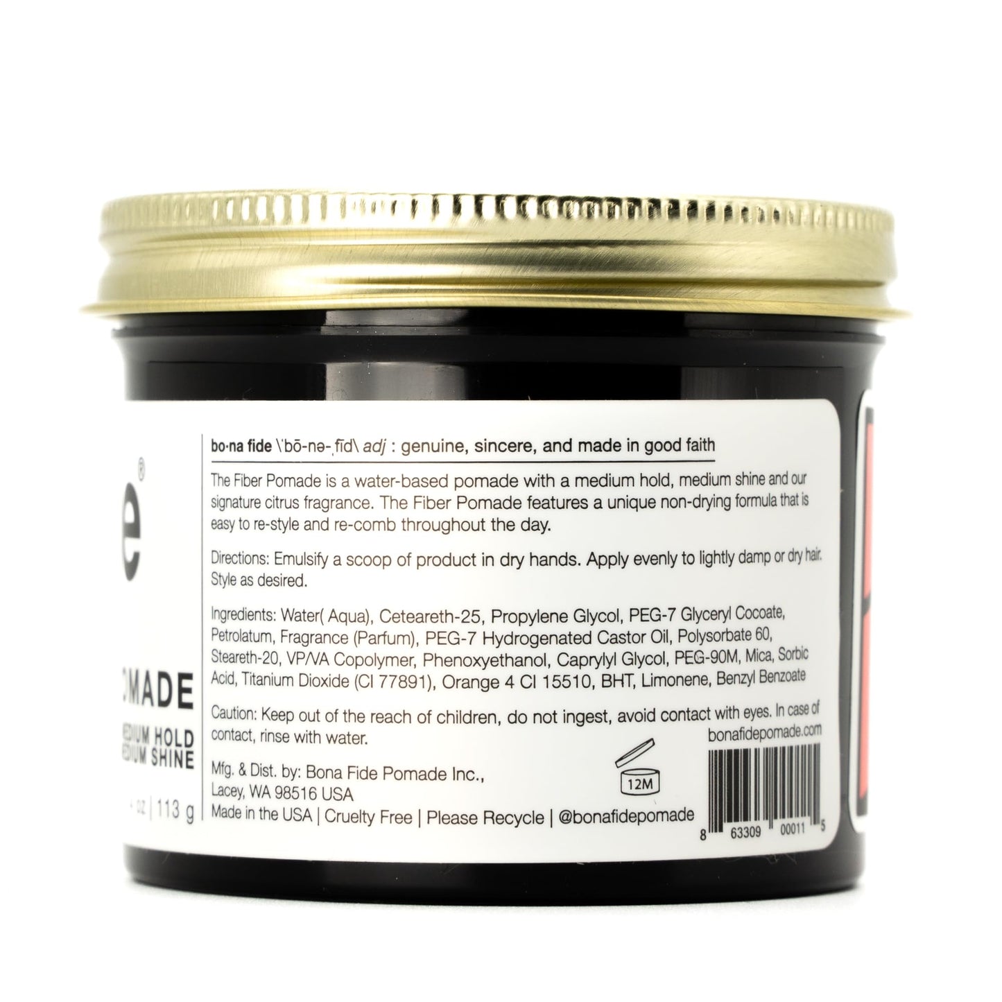 Bona Fide Pomade, Fiber Pomade 4 oz. | Medium Shine & Control for Messy Texture | Easy to Wash Out