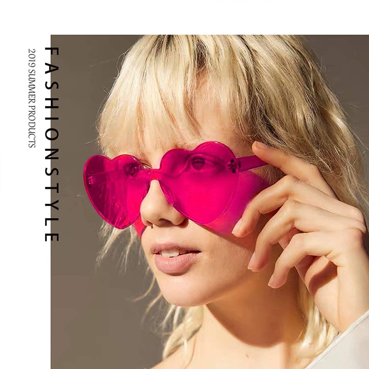 Short Bob Wigs with Bangs, 6 Pack Bob Wigs - Fruit Beach Series Set with Heart Shape Sunglasses, Hairpieces for Neon Halloween Costume, Bachelorette Party Decorations (Hot Pink)