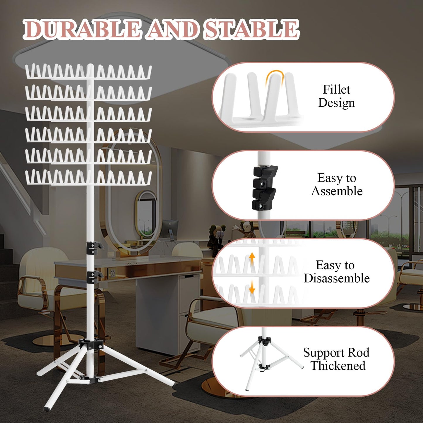 JANMPASK Braiding Hair Rack Height Adjustable 144 Pegs Braiding Rack Hair Extension Holder with Hair Braid Tools,Easy to Assemble
