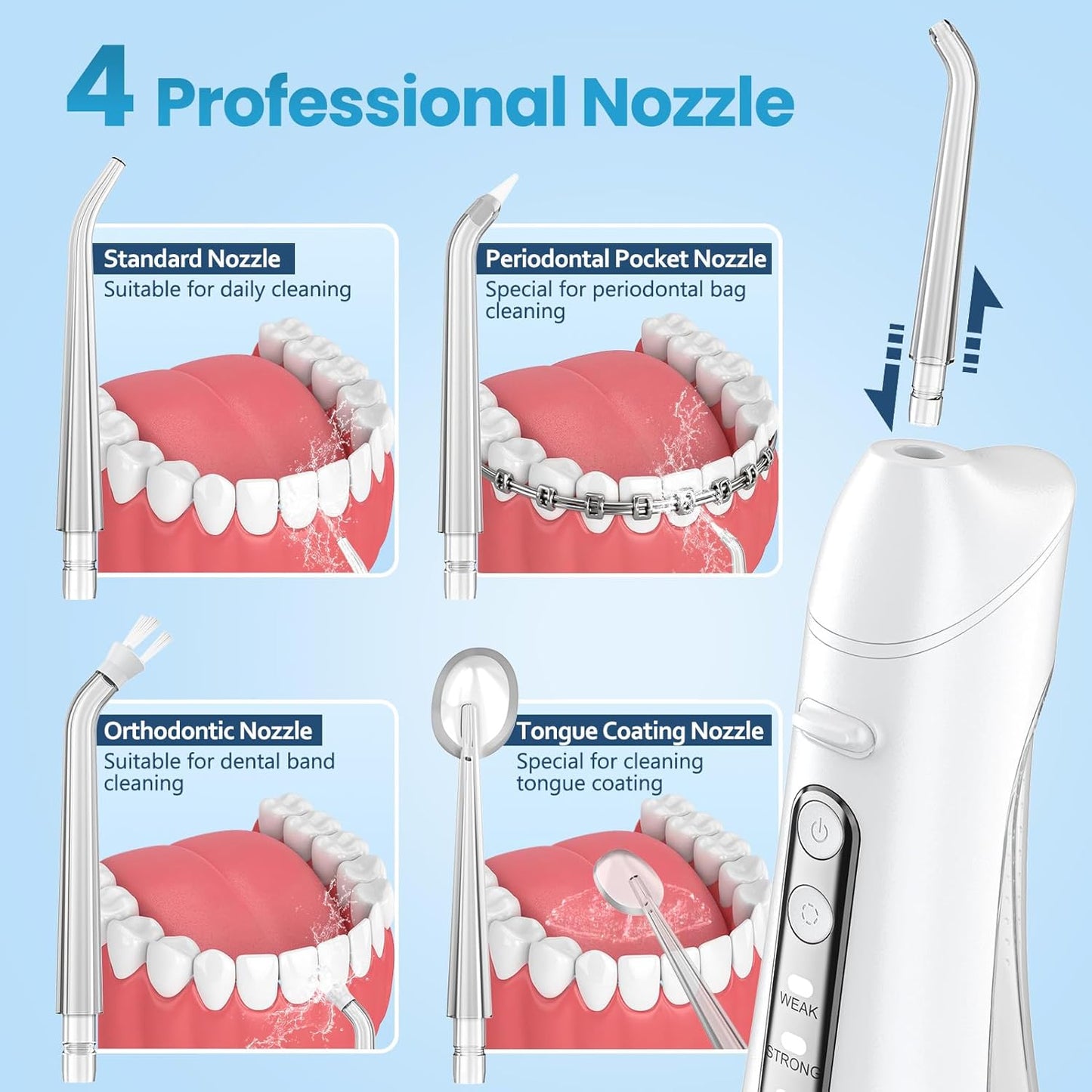 Water Dental Flosser - Professional Teeth Cleaning Device for Home & Travel | Effective Gum Care