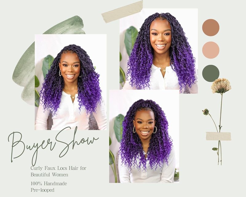 Goddess Locs Crochet Hair - 14-Inch Purple River Locs with Curly Ends | 8 Packs Synthetic Boho Braids