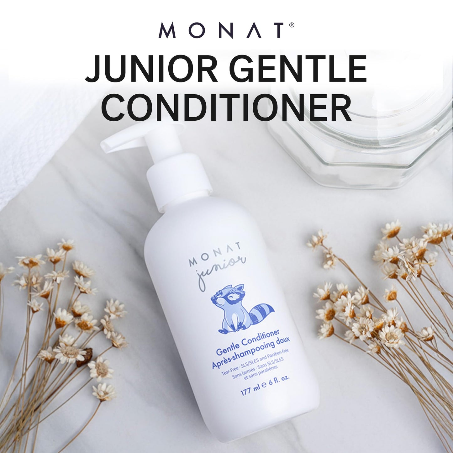 MONAT Junior Gentle Conditioner - A safe and gentle Anti Frizz Hair Conditioner for children that rinses out quickly. All Natural Tear-free, Sulfate & Paraben-free - Net Wt. 177 ml e / 6 fl. Oz.