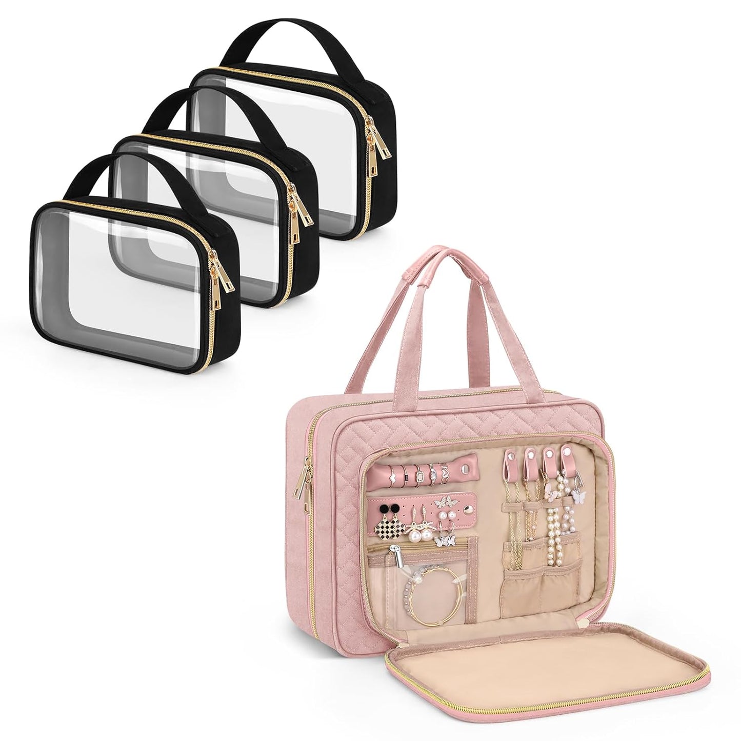 TSA Approved Toiletry Bag - Hanging Travel Organizer with Jewelry Compartment | Large Makeup Bag for Business & Camping