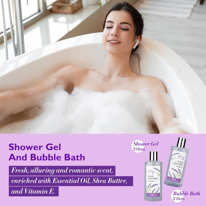 Mothers Day Gifts for Women - 18Piece Bath and Body Basket for Women Lavender Spa Gift Basket Set Bath Collection | Christmas, Birthday, Valentines Day Gift for Her, Perfect Spa Present for Mom