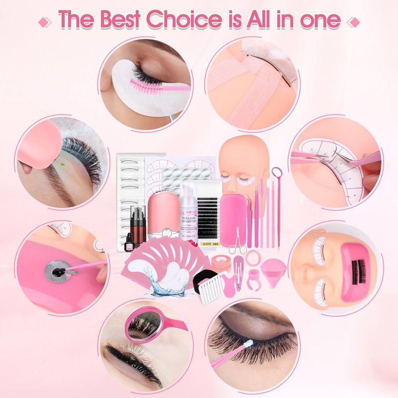 484 Pcs Lash Extension Kit for Beginners, Professional Kit with Tweezer Cleanser, Unloading Glue Paste, Eyelash Glue, Lash Foam Concentrate, Lash Extension Supplies for Practice Training Kit