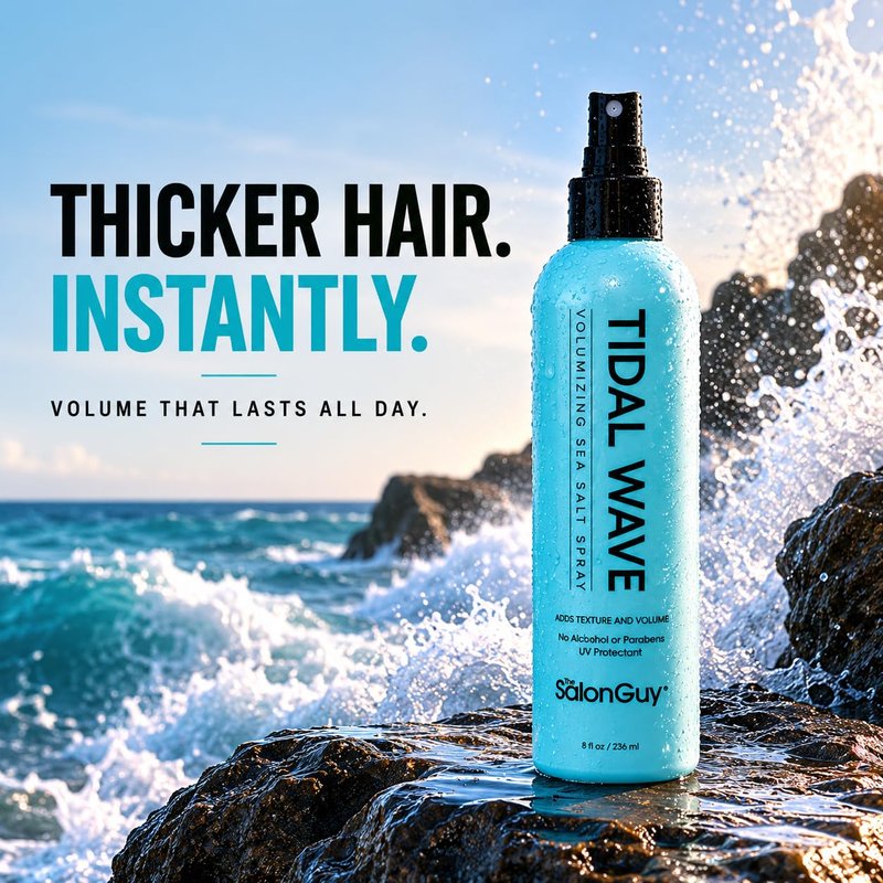 THESALONGUY Tidal Wave Sea Salt Spray for Hair – Volumizing & Texturizing Beach Wave Spray for Men & Women | Matte Finish, Light Hold, Alcohol-Free | All Hair Types | 8 oz