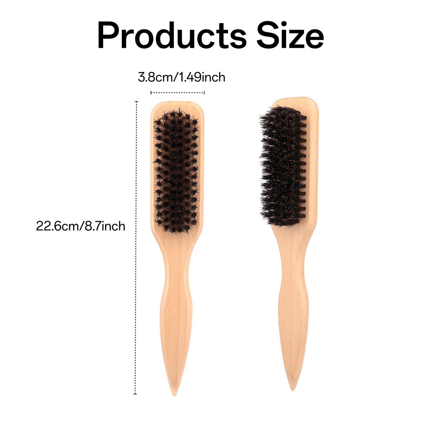 IIUIKOO Boar Bristle Slick Back Hair Brush - Soft Bristles for Fine Hair & Smoothing, Polishing Brush for Men Women Kids, Edge Control & Styling Hairbrush