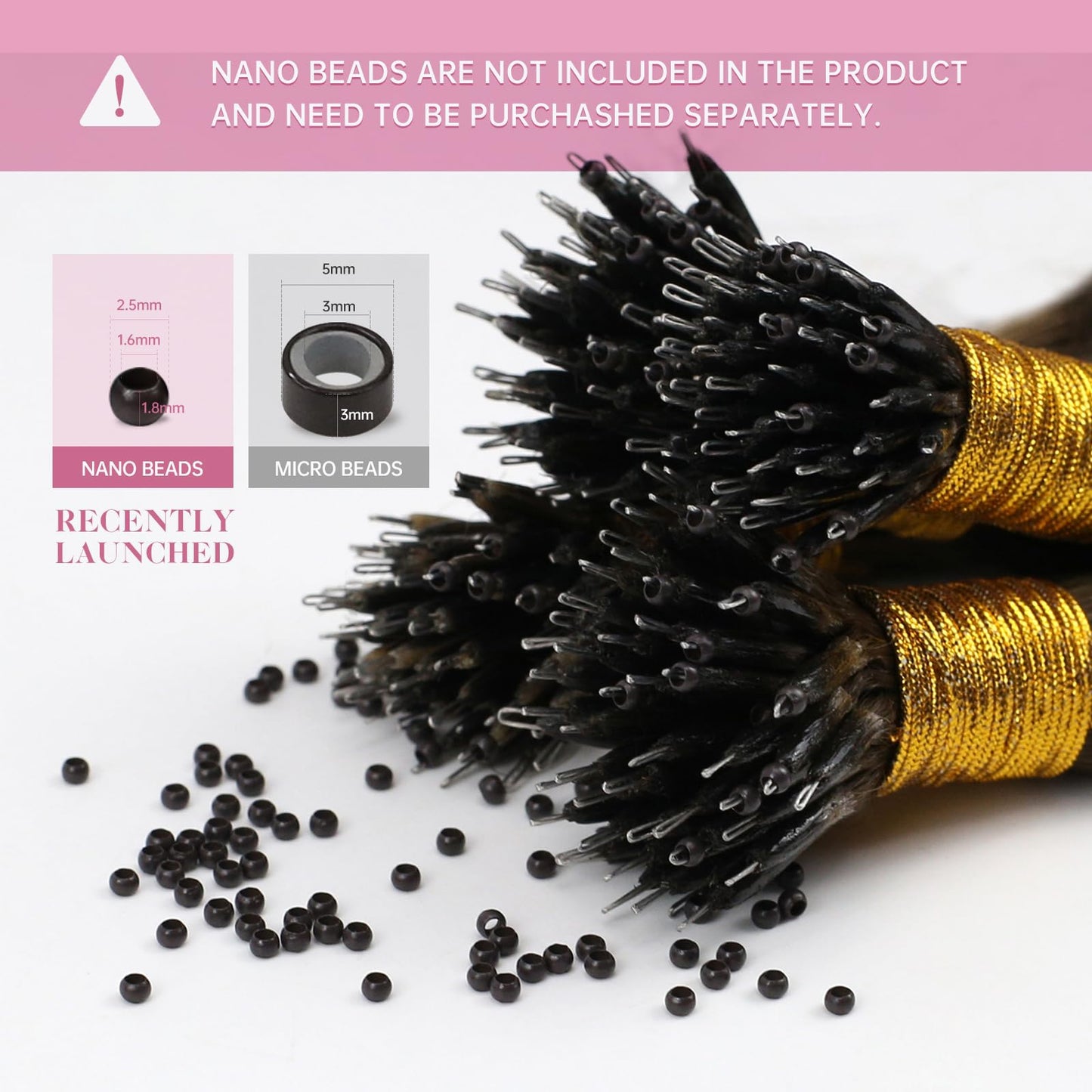 YoungSee Nano Tip Hair Extensions Real Human Hair Balayage Brown 22in Nano Ring Hair Extensions Human Hair Balayage Dark Brown Mix Medium Brown 50g 50 Strands Nano-Beads Extension for Natural Looking