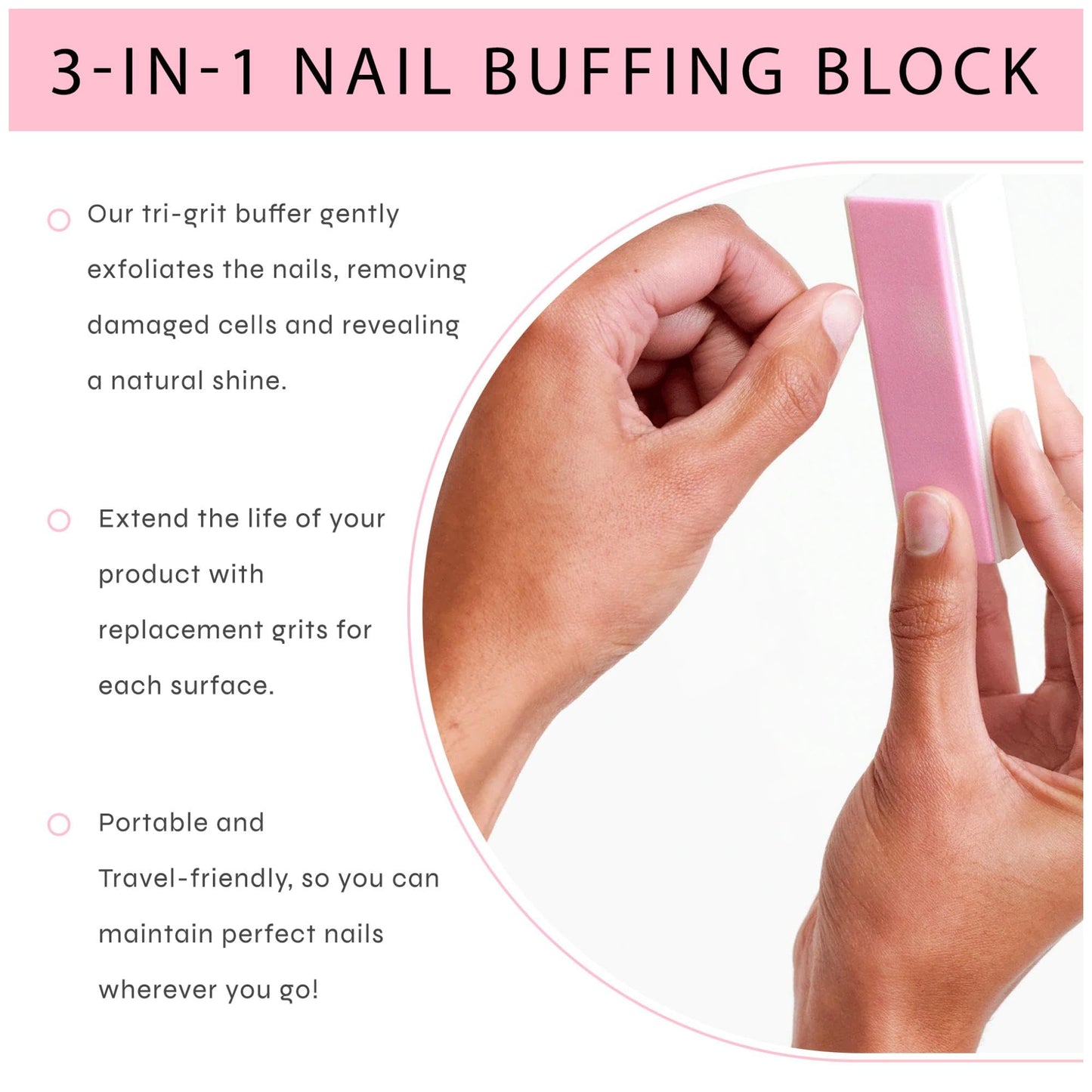 Dr. Dana Nail Buffing Block Set - Gently Smooth, Shine, and File Natural Nails with Professional Buffer (3 Sided Grit) - Also Includes Replacement Grits - Ideal for Fingernail & Toe