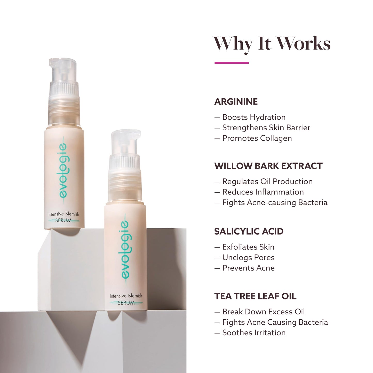 Evologie Intensive Blemish Serum for Face – Gentle Hydrating Acne Serum with Salicylic Acid & Hyaluronic Acid, Helps Reduce Breakouts & Post-Acne Marks, Safe for Sensitive Skin, 0.5 oz